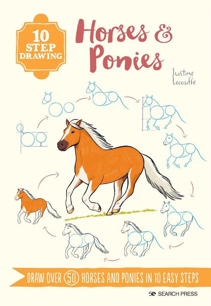10 Step Drawing Book - Horses & Ponies