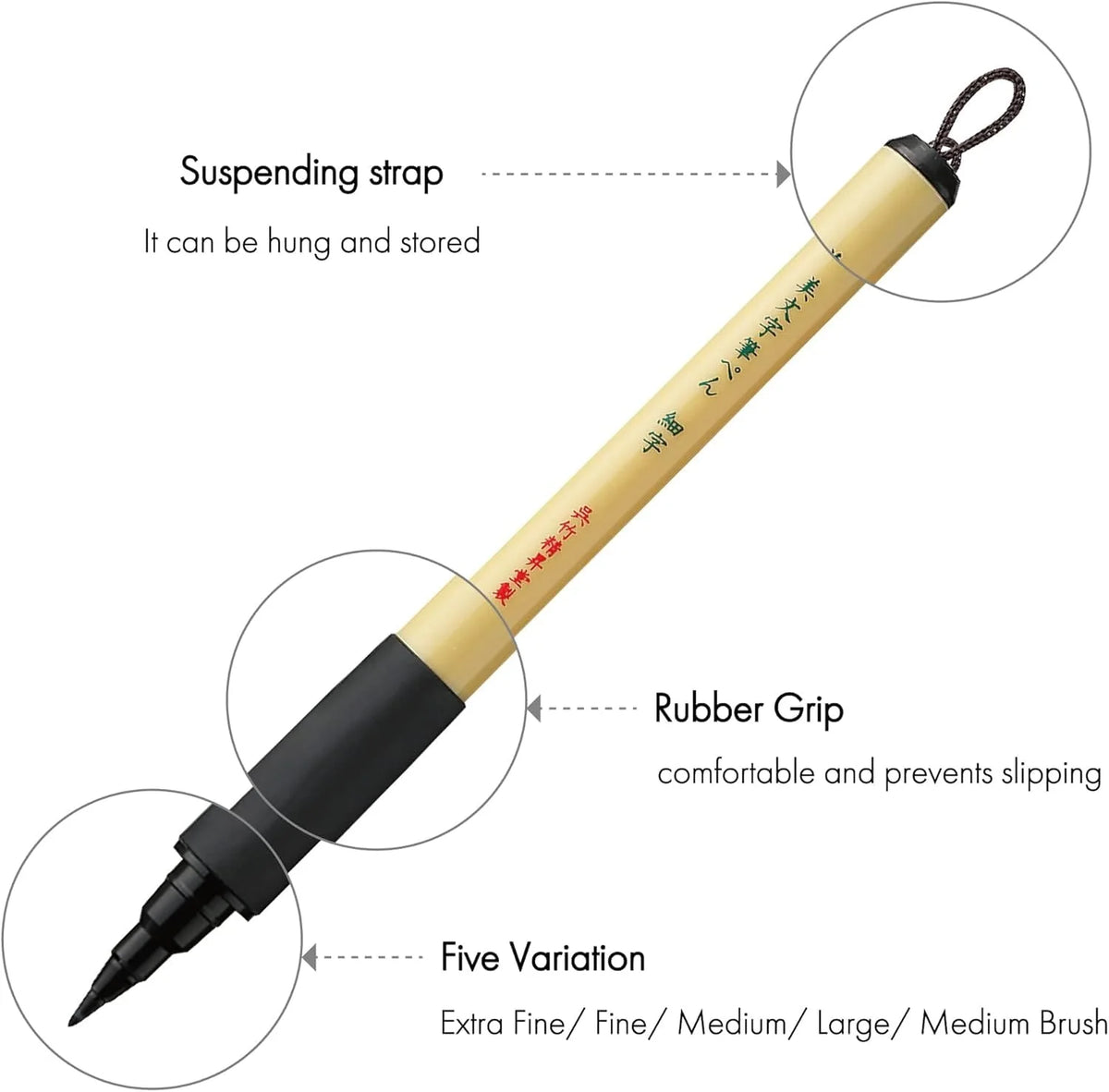 Kuretake Bimoji FUDE Pens - Set of 5