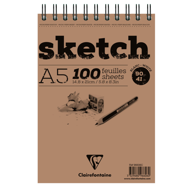 Clairefontaine Spiral Sketch Pad A5 100 Pad