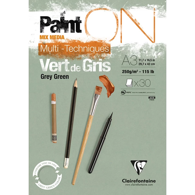 Paint'on Multi Media Pad - A3 250gsm Grey/Green 30 Sheet