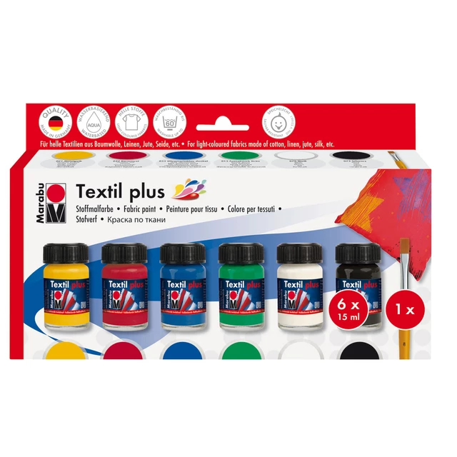 Fabric Paint Starter Set Marabu Textil Plus - 6 x 15ml