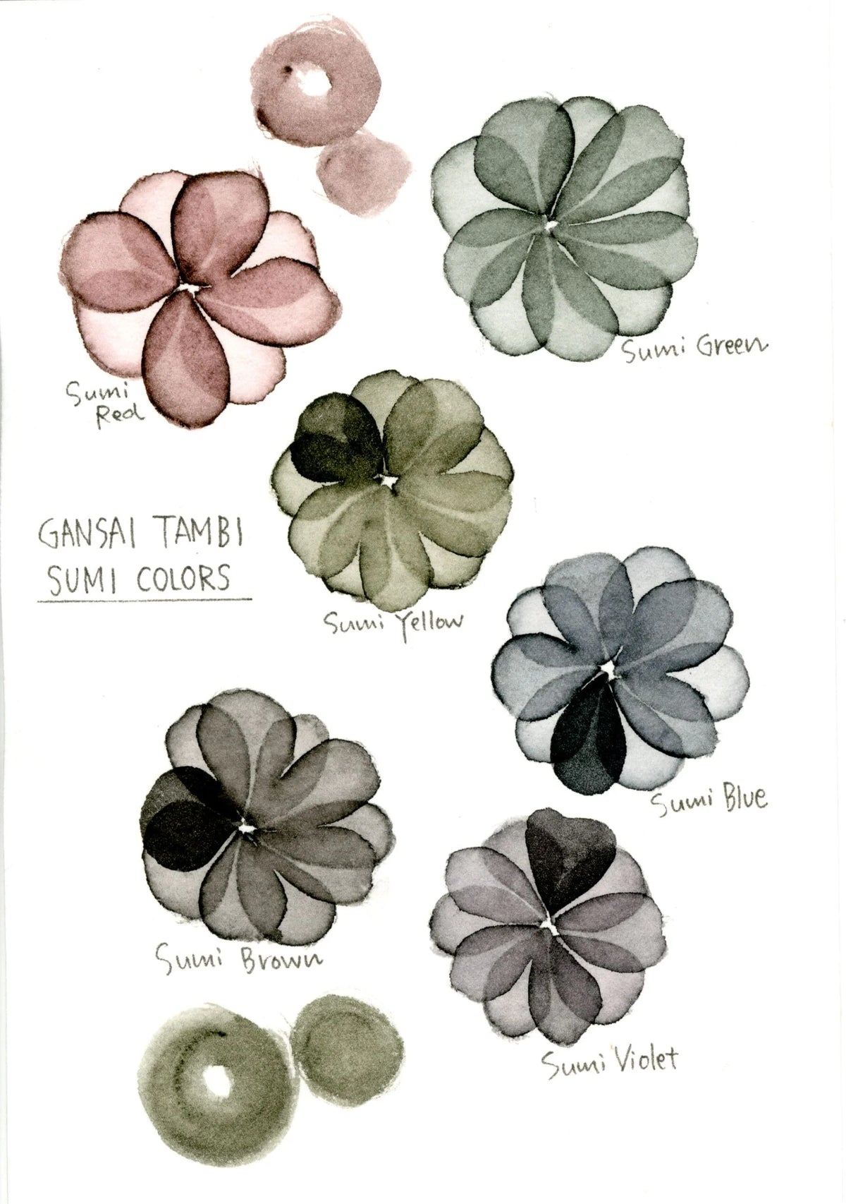 Kuretake Watercolour Gansai Tambi EFFECTS SET - Sumi Colours