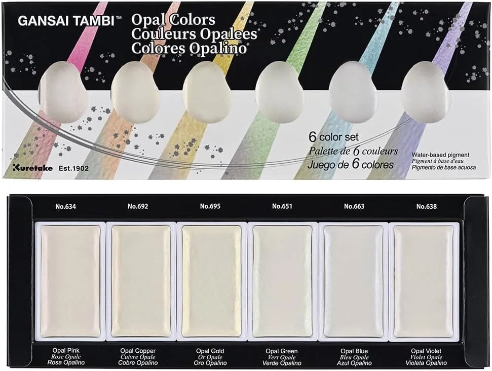 Kuretake Watercolour Gansai Tambi EFFECTS SET - Opal Colours