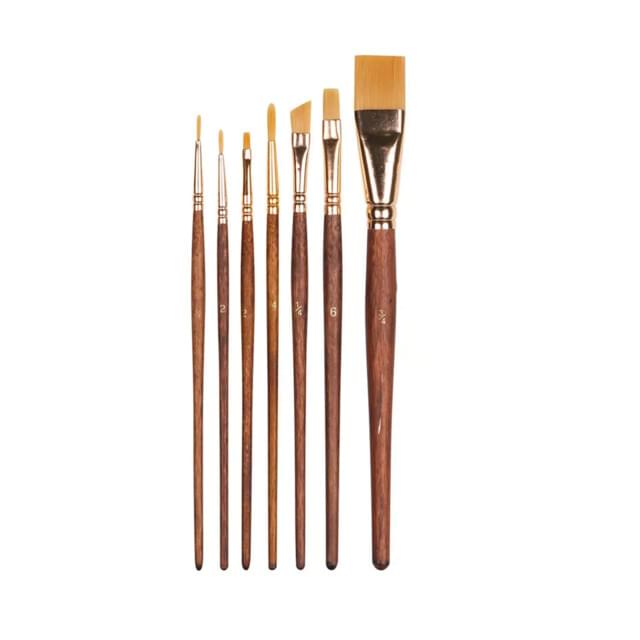 Golden Taklon Brush Short Handle - Set of 7