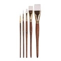 White Taklon Brush Short Handle - Set of 5