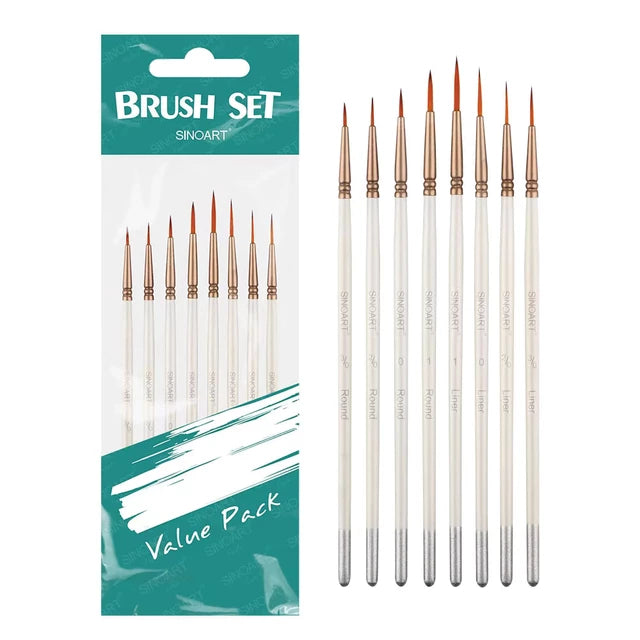 Artists Fine Detail Brushes - Set of 8
