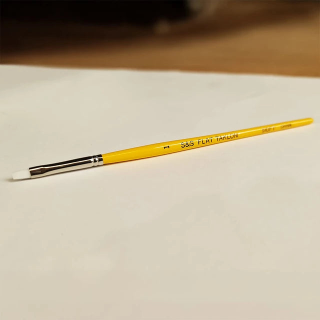 Premium White Taklon Brush Flat - Size 1