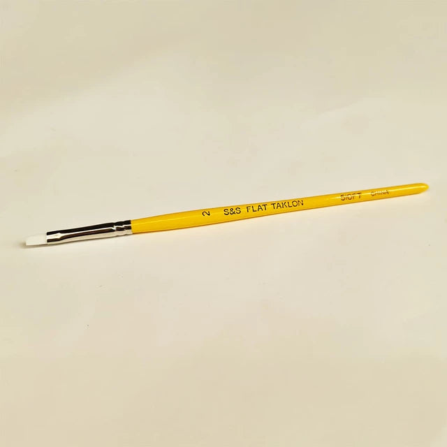 Premium White Taklon Brush Flat - Size 2