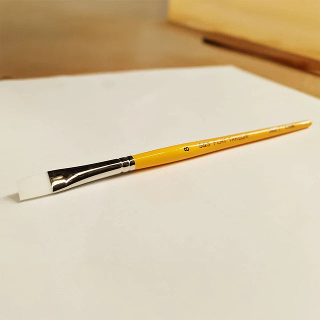 Premium White Taklon Brush Flat - Size 8