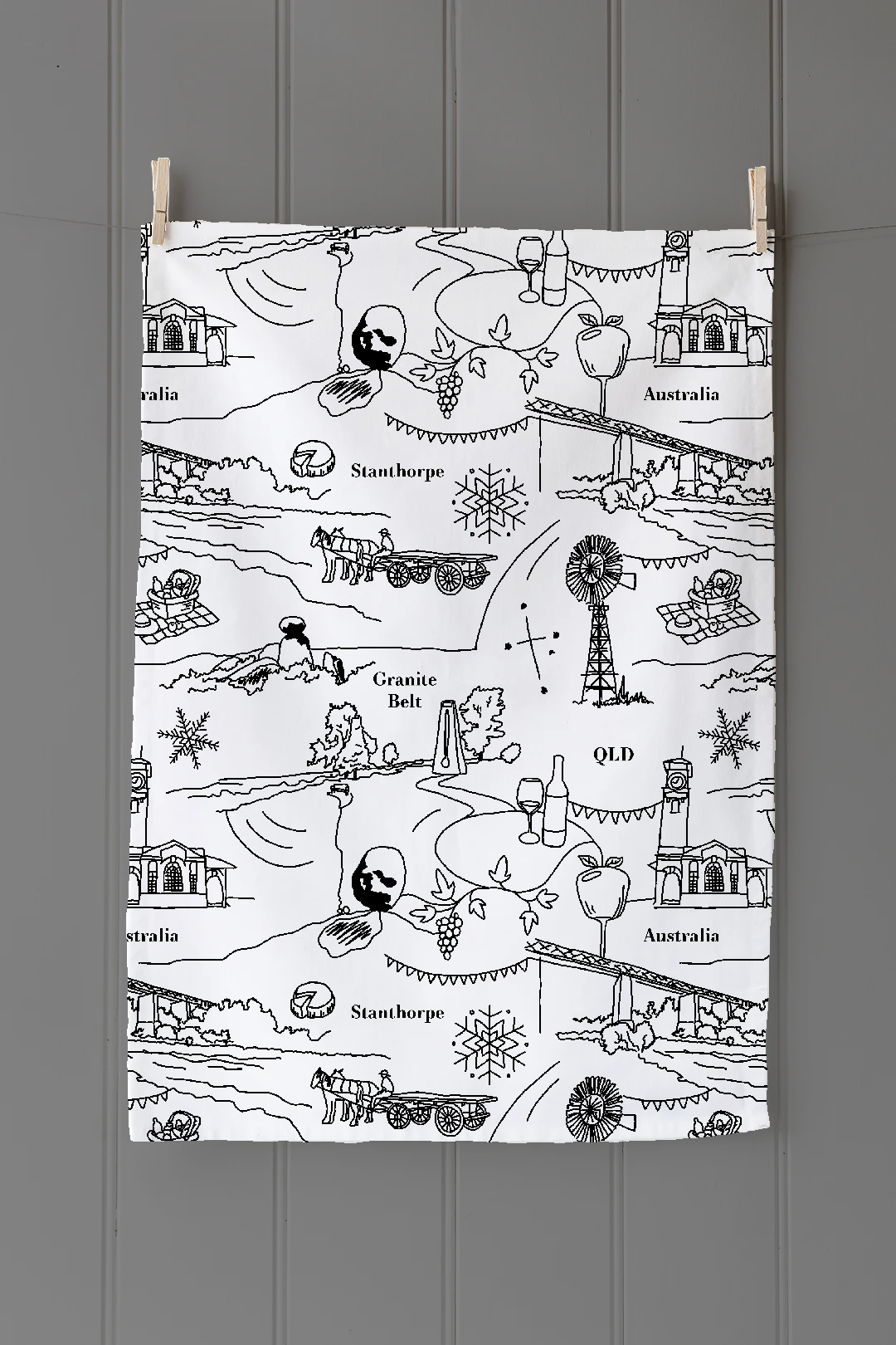 Frinny Tea Towel - Stanthorpe (White)