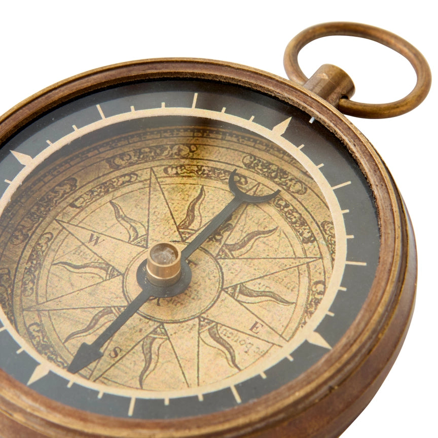 True North Antique Brass Pocket Compass
