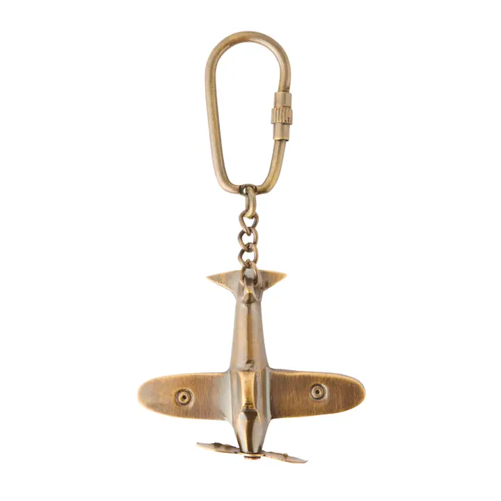 Brass Spitfire Plane Keyring