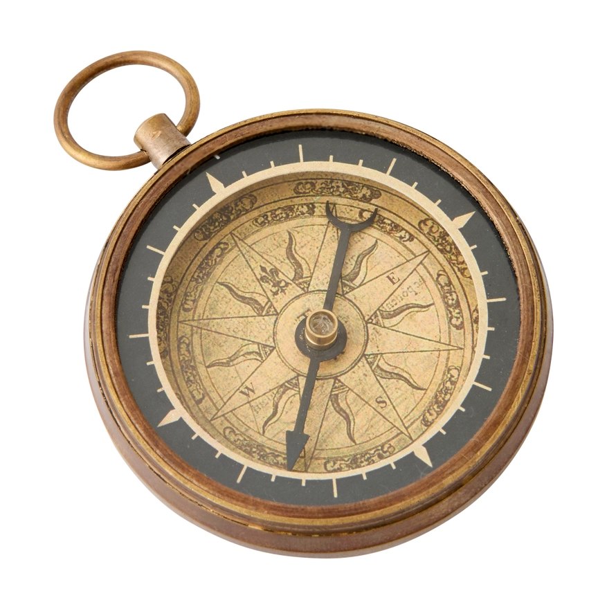 True North Antique Brass Pocket Compass