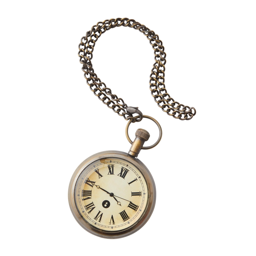 Timekeeper's Antique Brass Pocket Watch with Chain