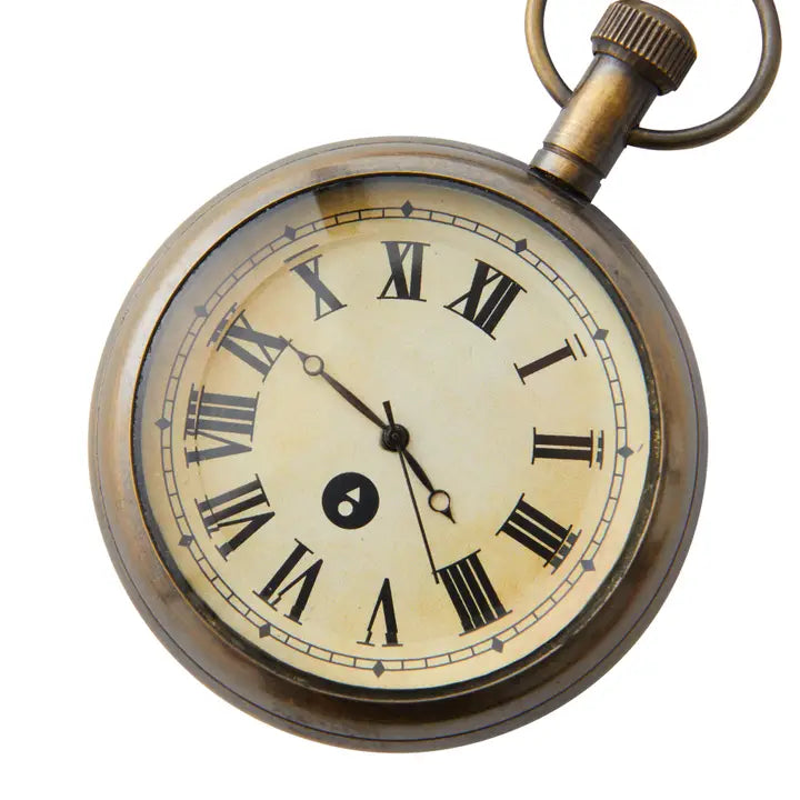 Timekeeper's Antique Brass Pocket Watch with Chain